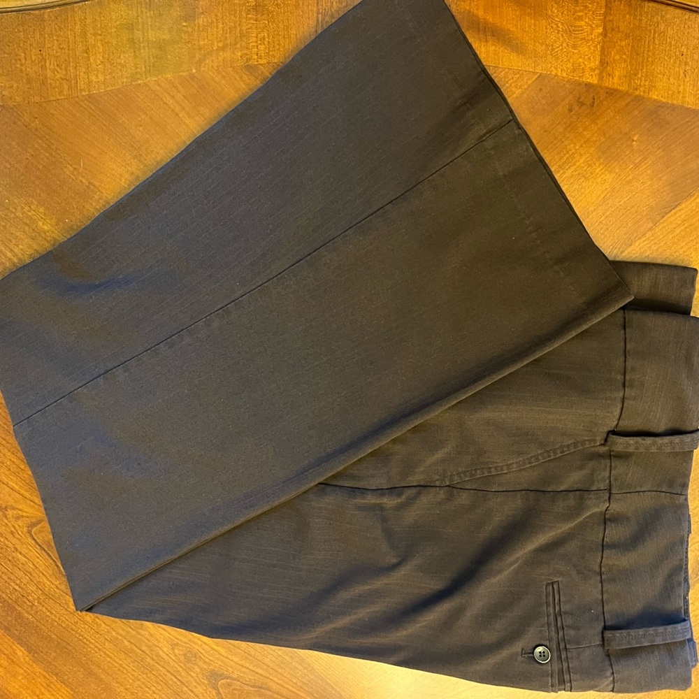 Wide leg stripped brown slacks